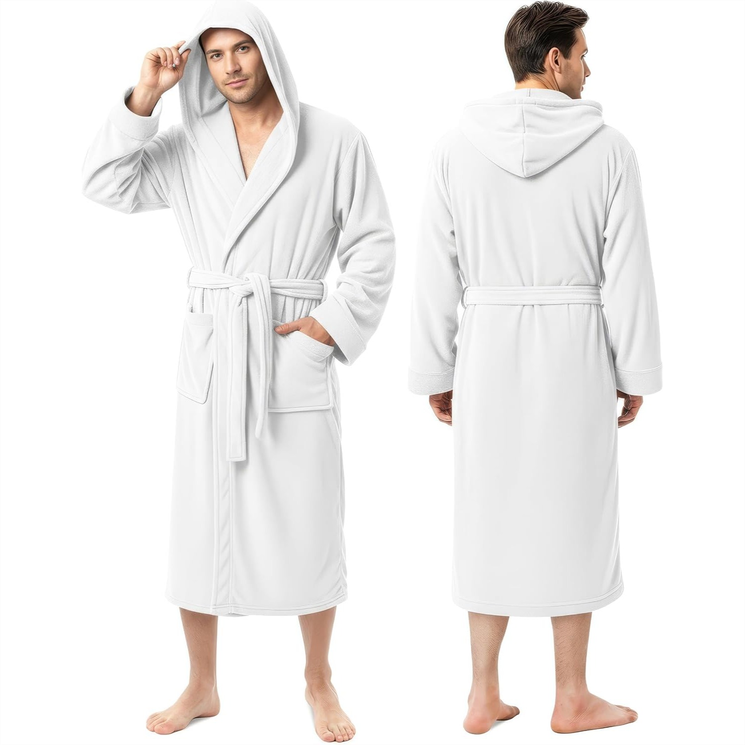 Men's Hooded Fleece Bathrobe w - Relax - Spa & Wellness recension och pris