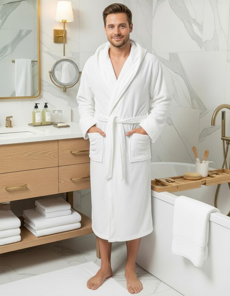 Men's Hooded Fleece Bathrobe w - Relax - Spa & Wellness recension och pris