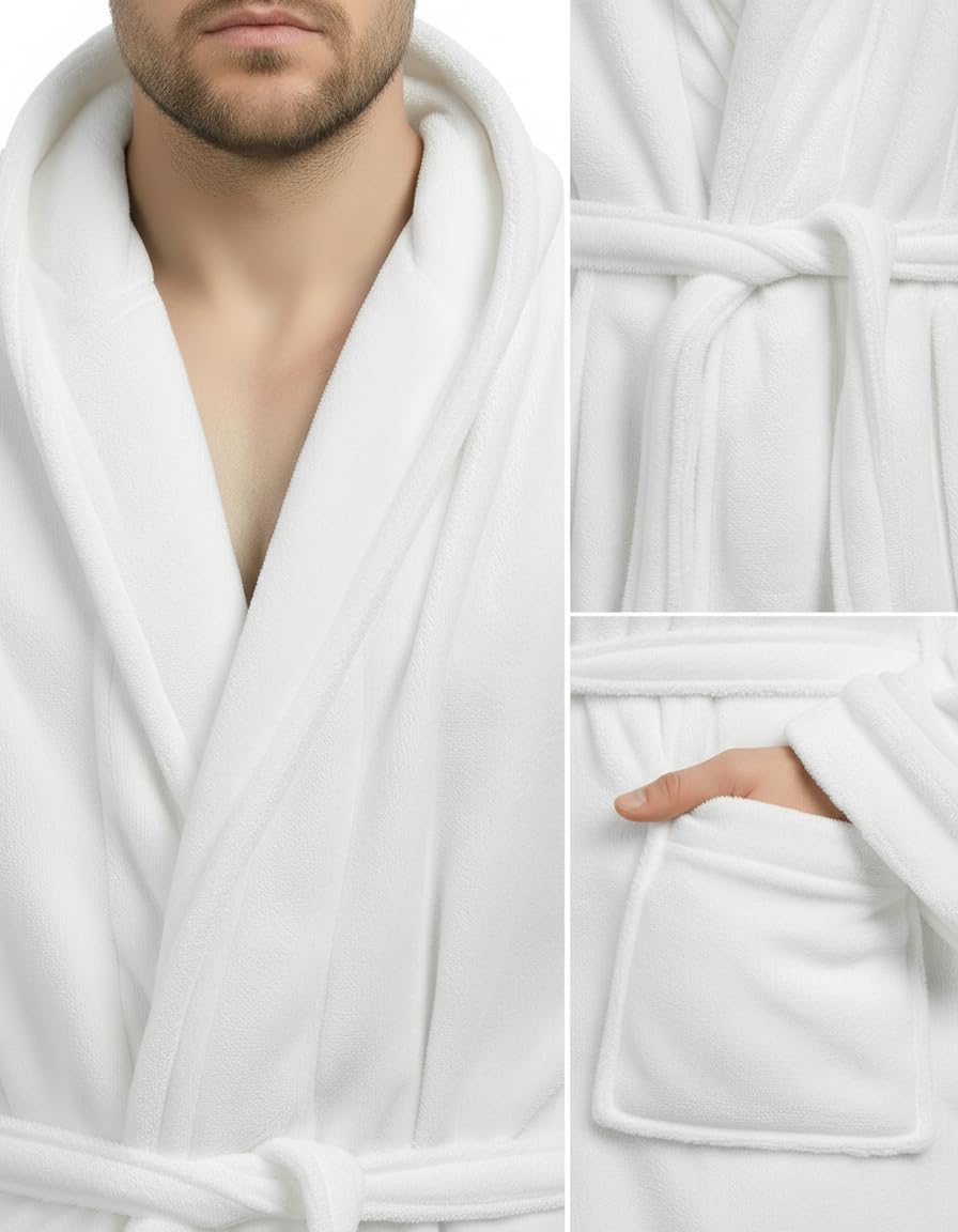 Men's Hooded Fleece Bathrobe w - Relax - Spa & Wellness recension och pris
