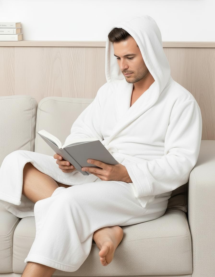 Men's Hooded Fleece Bathrobe w - Relax - Spa & Wellness recension och pris